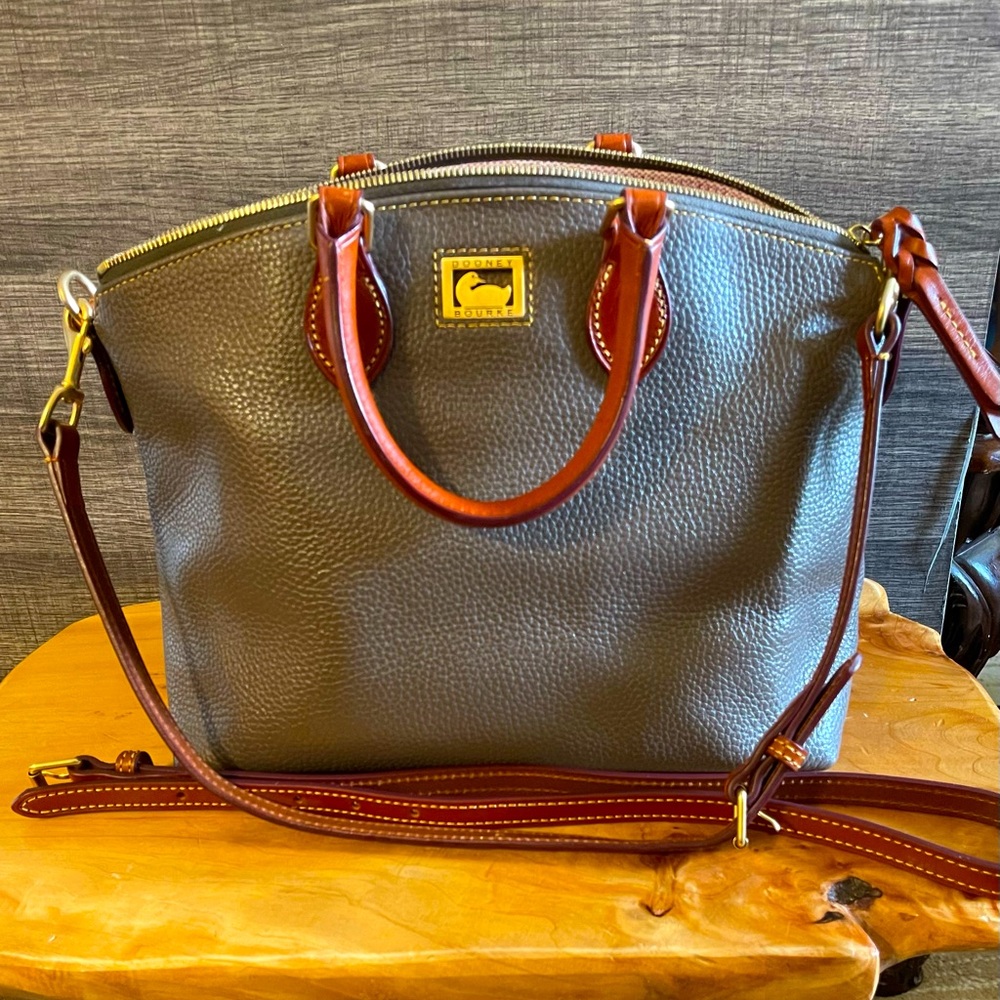 Dooney and Bourke Dillen Satchel with extended crossbody strap. Taupe  EUC